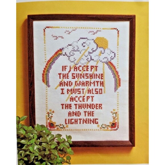 Vintage Cross Stitch Kit "If I Accept" Better Homes & Gardens 11" by 14" Rainbow - Picture 1 of 4